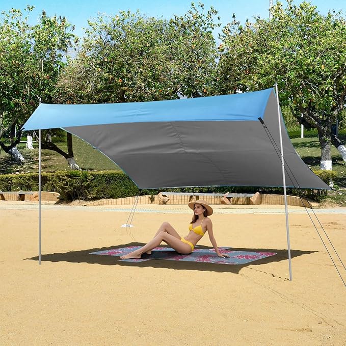 Sea Jumping Dolphins Beach Tent Sun Shelter Set UPF50+ UV Protection 10.5 x 9.19 FT Camping Shade Canopy with Sandbags Sand Anchors Carrying Bag and Others