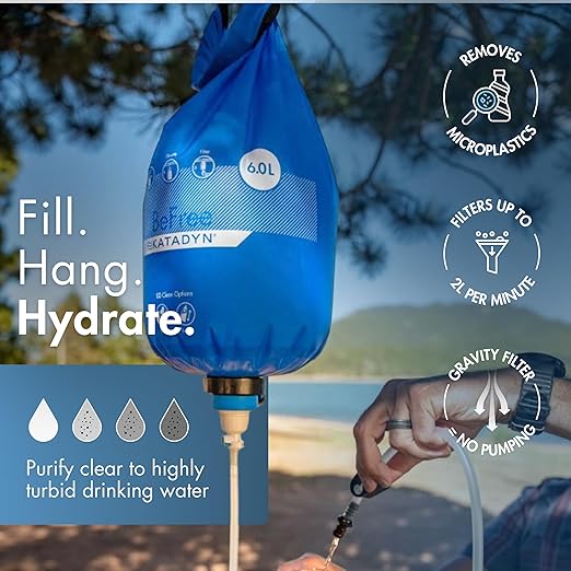 Katadyn Gravity BeFree 6L Water Microfilter Camping Backpacking Emergency Preparedness Blue