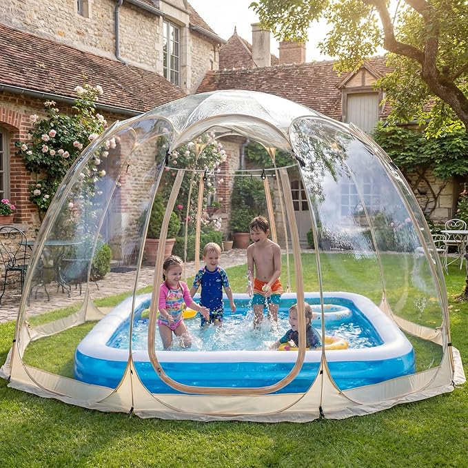 Pop Up Bubble Tent15 x 15 ft Outdoor Greenhouse Clear Camping Shelters8-12 Persons Igloo TentPVC 540°Degree Fully TransparentWeatherproof and Cold Protection Portablefor Patio and Backyard