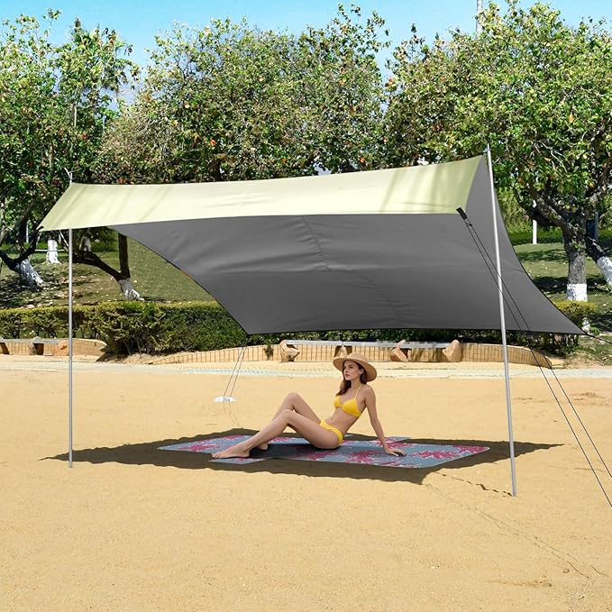 St Patrick's Day Leprechaun Cat Beach Tent Sun Shelter Set UPF50+ UV Protection 10.5 x 9.19 FT Camping Shade Canopy with Sandbags Sand Anchors Carrying Bag and Others