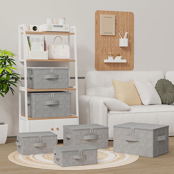 Underbed Storage Box Containers with Lid Foldable Blanket Baskets Home Underbed Organization for Organizing Clothes Shoes Pillows 17.7x13.7x9.8Inches Grey 2 Pack