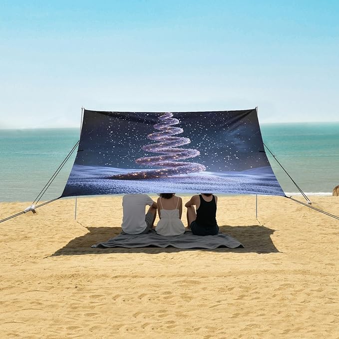 ALAZA Purple Twisted Christmas Tree Beach Tent Sun Shelter Portable Canopy Sunshade for Outdoor Camping Picnics Backyard Fun 10x9 ft