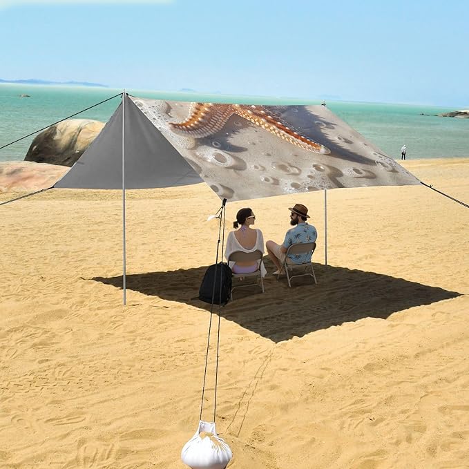 ALAZA Enjoy The Summer Starfish Beach Tent Sun Shelter Portable Canopy Sunshade for Outdoor Camping Picnics Backyard Fun 10x9 ft