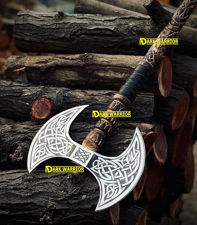 [dark warrior] 36 Double Head Berserker Axe Two Hand Axe Double Sided Axe Hewing Axe Double Edged Battle Axe Large Norse Axe Double Blade Axe Big Viking Axe Hand Forged Axe Blade Axe DW-AX-89890