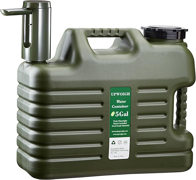 Portable 5 Gallon Water Jug with Automatic Touch Control PumpTruly No Leakage Water Container with SpigotType-C Rechargeable Military Green Water Pump Gear for Outdoors Camping Hiking