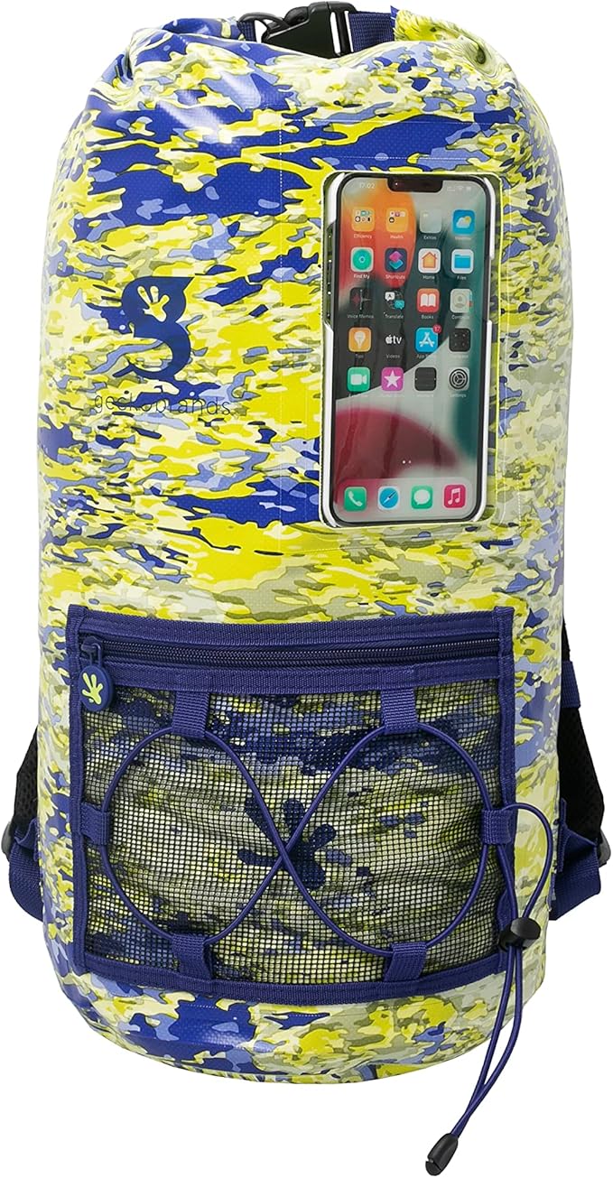 geckobrands Hydroner 20L Waterproof Dry Bag Backpack Mahi geckoflage - Lightweight Travel Bag with Clear Phone Pouch