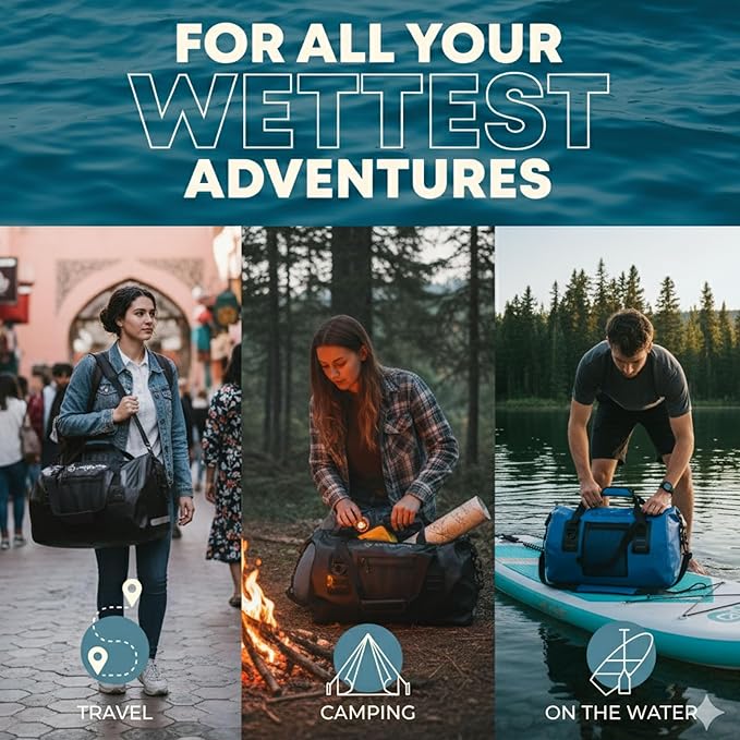 Earth Pak Waterproof Duffel Bag - Heavy Duty Motorcycle Dry Bag with Large Storage Space Perfect for Traveling Camping Kayaking Fishing &amp Canoeing Bag 50L/70L/90L/120L Sizes