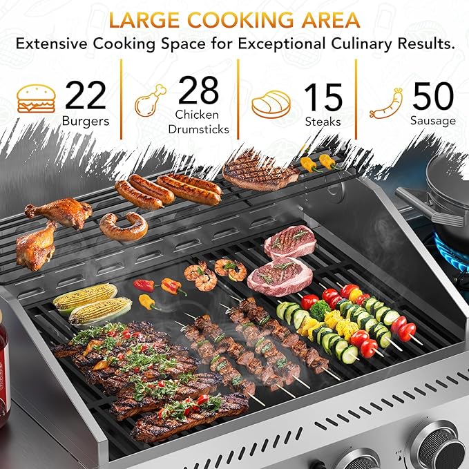 Electactic G41 Pro BBQ GrillHeavy-Duty Stainless Steel Gas Grill 4 Burner Gas Grill with Side Burner42000 BTU Propane Grill for Outdoor CookingBarbecueGarden and Patio Backyard