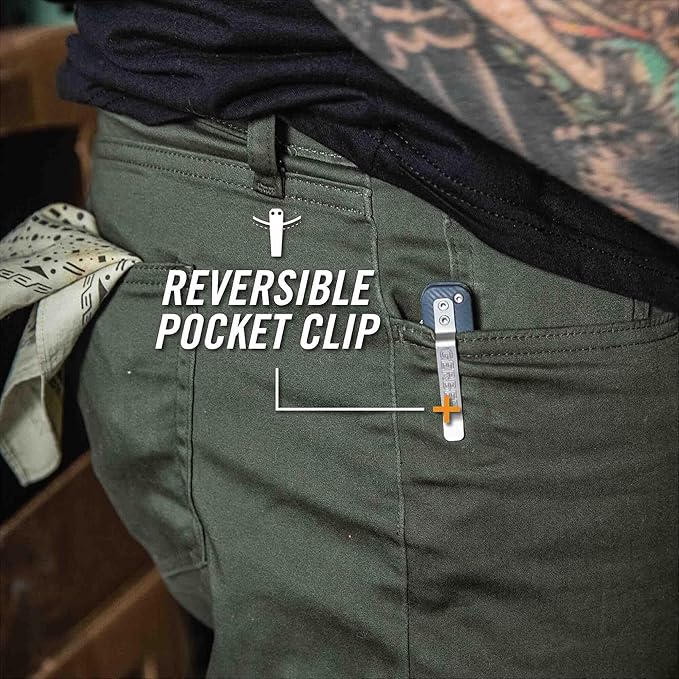 Gerber Gear Pledge Pocket Knife with Pocket Clip - 3.7 Full Panel Plain Edge Blade Folding Knife - EDC Gear and Equipment