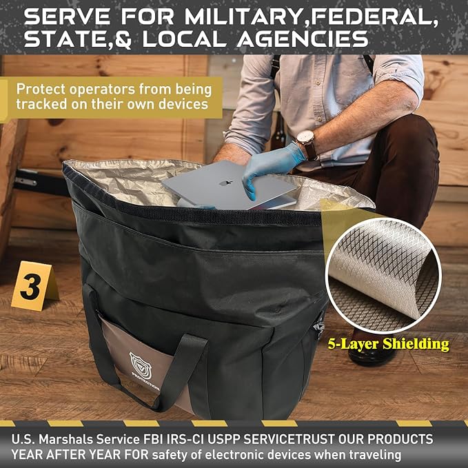 Faraday Duffel Bag Military-Grade RF Shielding for Large Electronics &amp Mobile Devices Travel Protection Signal Isolation Data Privacy