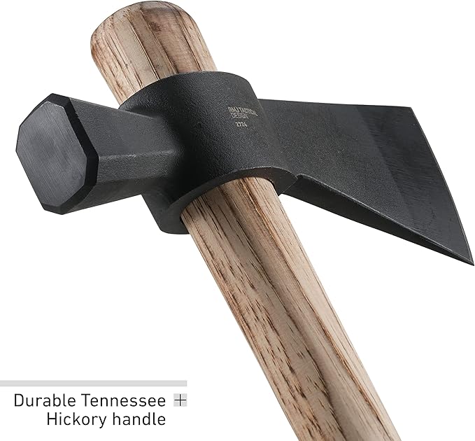 CRKT Chogan Hammer T-Hawk: Outdoor Camping Axe with Hammer Poll Forged Carbon Steel Head Tennessee Hickory Wooden Handle 2724