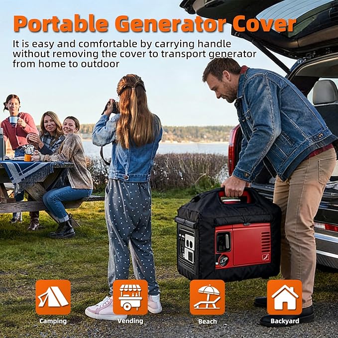 Joramoy Generator Cover While RunningOpened Double-layer 600D Portable Generator Tent for Outside Honda EU2000i EU2200ICWaterproofHeavy Duty