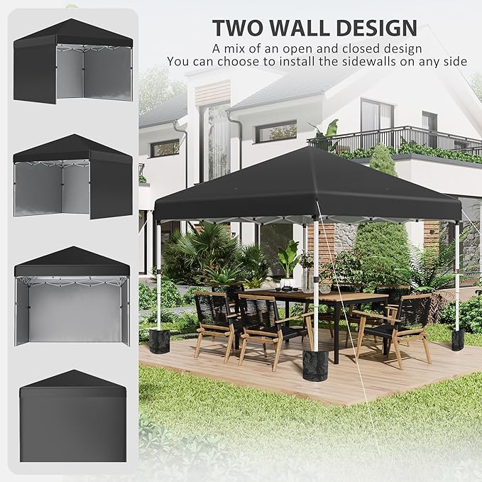 10'x10' Pop Up Canopy Including 3 Sided Walls Comprehensive Weight Bags Height Adjustable FFor ramework Carry Bag Included