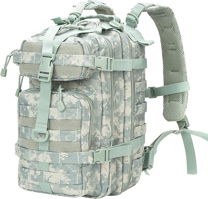 Greencity Army Tactical Backpack Military Assault Pack Flag Patch Outdoors Bug Out Bag Small Rucksack Molle Bag 30LACU
