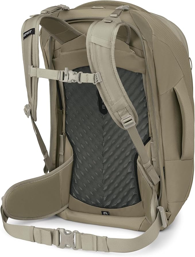 Osprey Fairview 55L Women's Travel Backpack - Carry On Bag with Personal Item Sized Detachable Daypack Sawdust-Olive Tan