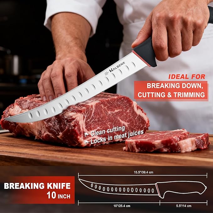 3PCS Butcher Knife Set with Non-Slip SoftGrip Professional Meat Cutting &amp Deboning Kit 5 Stiff Boning 6 Semi-Flex Curved Boning &amp 10 Breaking Knife
