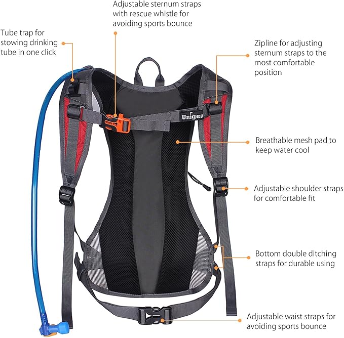 Unigear Hydration Pack Backpack with 70 oz 2L Water Bladder for Running Hiking Cycling Climbing Camping Biking