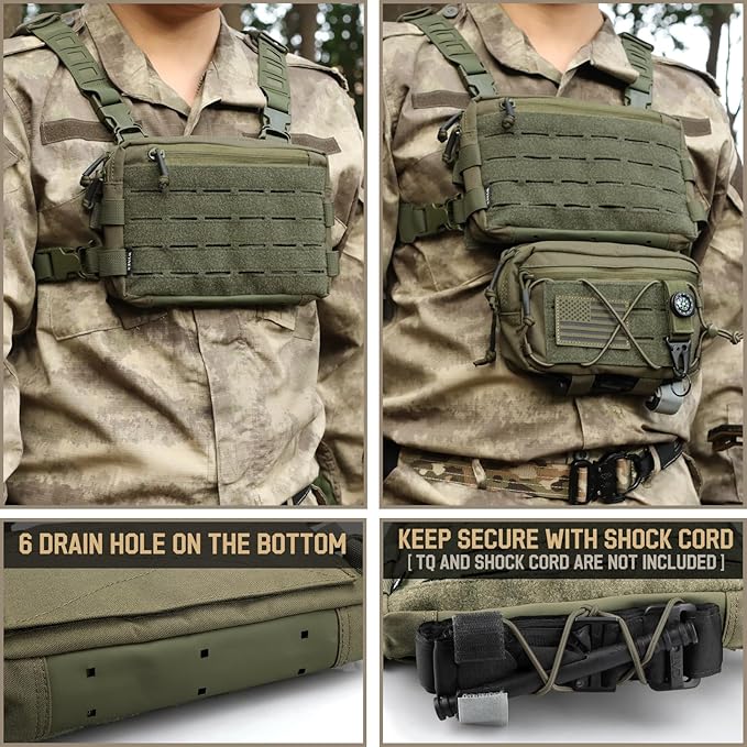 WYNEX Tactical Chest Rig Pack for Men Running Chest Bag with Front Loop Recon Chest Rigs for Hunting Outdoor EDC