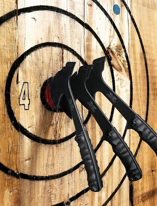 JXE JXO Throwing Axe Sets Overall 10.2in 6Pack Throwing Tomahawk Full Tang 420HC Stainless Steel Design for Hawks Throwing Recreation and Competition