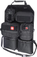 WYNEX Tactical Car Seat Back Organizer Set Vehicle Accessories Molle Panel wtih Detachable 4 Molle Pouches - First Aid EDC Admin Storage Bag for Road Trips Fits Most Cars SUVs Pickups Trucks