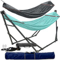 Tranquillo Combo x2 Hammocks with Stand for Outside &amp Tree Straps Heavy Duty Hammock with Stand 600lbs for Indoor Outdoor Patio Backyard x2 Hammocks for 2 Person (Combo - Sky Medium)