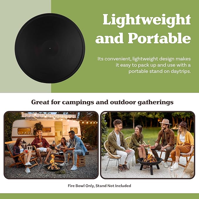 Fire Bowl - 24in Firepit Insert for DIY Fire Ring or Replacement - High Temp Finish - Firepits for Outside Wood Burning by Pure Garden