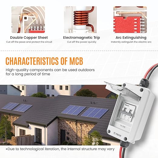 Solar Panel Disconnect Switch 400V DC/AC 20A PV Disconnect Switch Outdoor IP65 More Space Quick Installation for Solar PV Array Homes Battery (400V 20 Amp)