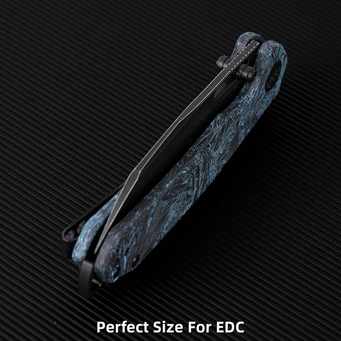 Folding Pocket Knife 3.1 Stonewash Blade EDC Knife with Safety Liner Lock Small Pocket Knife with Clip for Men Sharp Camping Hiking Hunting Survival Knives