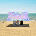 ALAZA Cheetah Print Leopard Rainbow Gradient Beach Tent Sun Shelter UPF50+ Protection Beach Shade Canopy w/ 4 Sandbags for Outdoor Camping Fishing Backyard Fun Picnic 10x9 ft