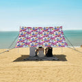 ALAZA Colorful Anemone Flower Floral Beach Tent Sun Shelter UPF50+ Protection Beach Shade Canopy w/ 4 Sandbags for Outdoor Camping Fishing Backyard Fun Picnic 10x9 ft