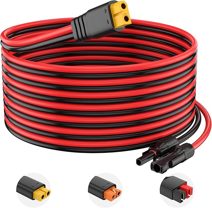 12AWG Solar Connector to XT60 Adapter Extension Cable Solar Panel to Potable Solar Power Generator/RV Foldable Solar Panel/Portable Power Station(70FT)