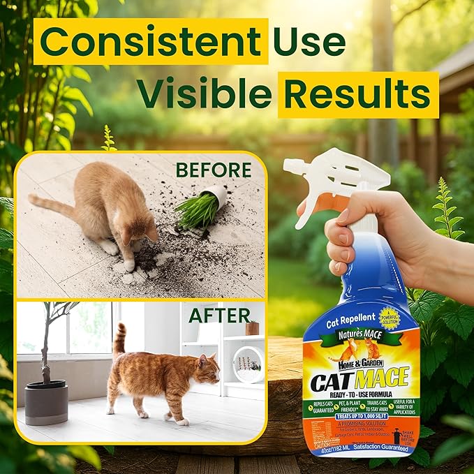 Nature's Mace Cat Mace Cat Repellent Pets Training Tool Outdoor &amp Indoor Home Liquid Spray Deterrent Landscaped Marking Anti-Scratch Garden &amp Furniture Protector Ready-to-Use 1 Gallo