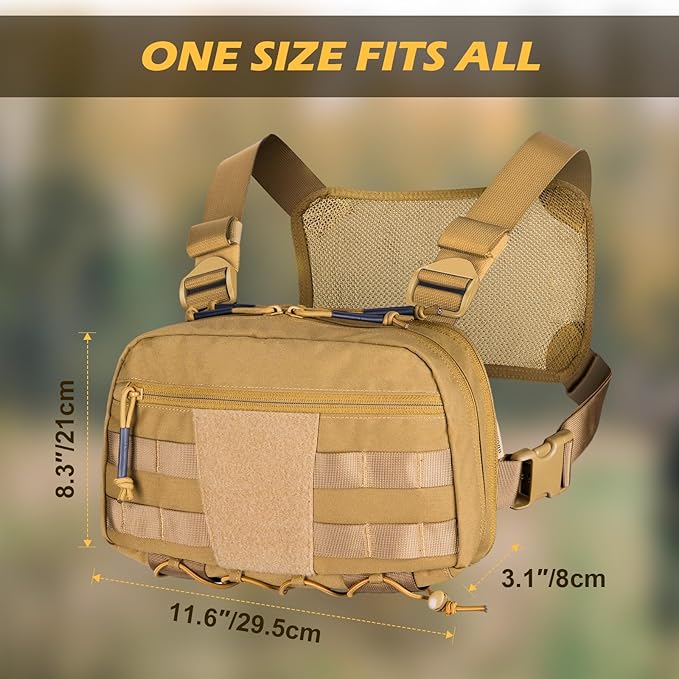 Tactical Chest Pack Bag Molle EDC Pouch Bag with CCW Compartment Adjustable Strap Workouts Fishing Hunting