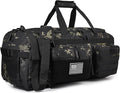 LHI 50L Tactical Duffle Bag for Men 3-in-1 Gym Duffle and Backpack Shoe Compartment Laptop Sleeve and MOLLE Carry-On Travel Weekender and Overnight Bag – Black CP Camo