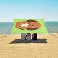 ALAZA Brown Dog with Daisy Beach Tent Sun Shelter UPF50+ Protection Beach Shade Canopy w/ 4 Sandbags for Outdoor Camping Fishing Backyard Fun Picnic 10x9 ft