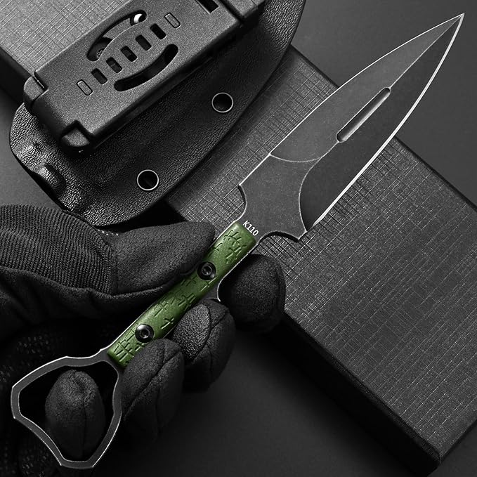 C1345 Fixed Blade Knife K110 Steel Blade G10 Handle EDC Tool Knifes for Outdoor Camping Survival Hiking Hunting(Green)