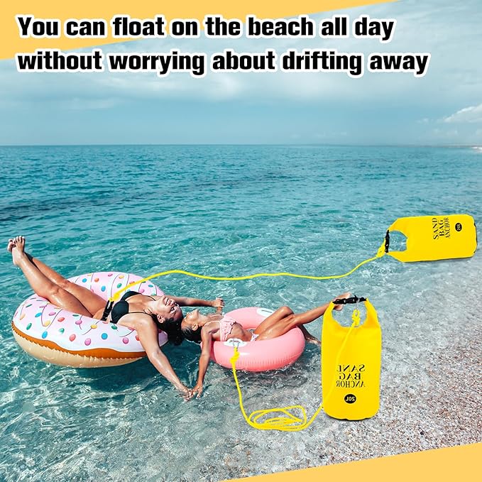 ShinyRelief 2 Set 10L/20L Sand Anchor Bags 2 in 1 PWC Kayak Anchor Kit for Float with Adjustable Straps Waterproof Dry Bags for Kayak Boat Pool Beach Floats Inflatables Water Sports