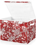 senya Christmas Baskets Collapsible Storage Bins with Lids Christmas Background with Snowflakes Red Storage Boxes Clothes Baskets for Organizing