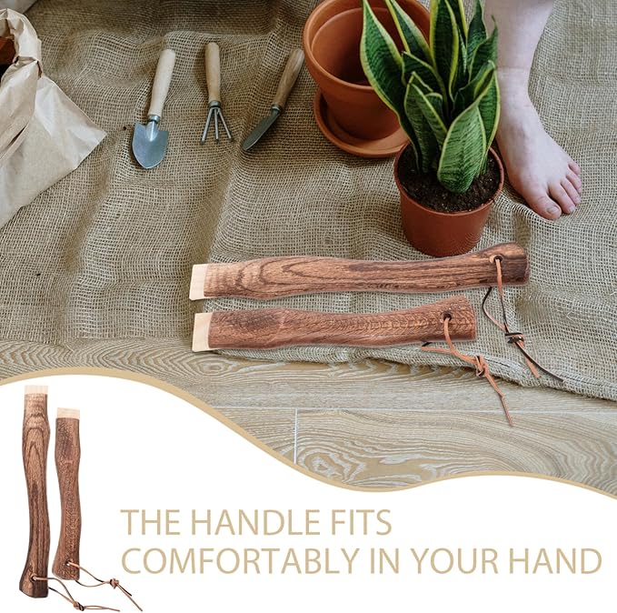 LALAFINA 2pcs Wooden Axe Handles Replacement Short Curved Handles for Hatchet Hammer Hanging Solid Wood Construction