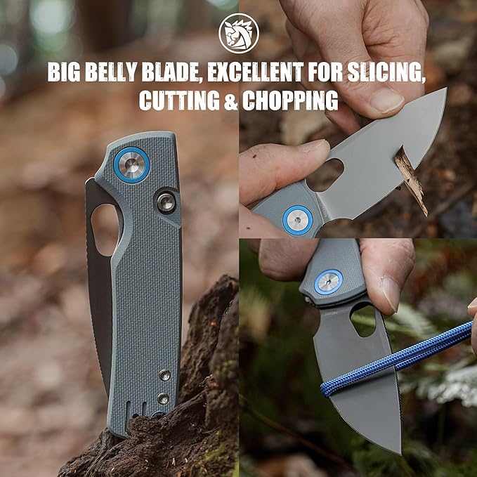 Vosteed Porcupine EDC Knife 2.99 Sandvik 14C28N Steel Blade Gray G10 Handle Top Liner Lock Lightweight Folding Pocket Knives with Clip Outdoor Camping Hunting Knife - A2607