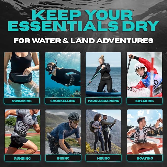 Drench 100% Underwater Waterproof Fanny Pack. Waist Pack. Submersible Waterproof Phone Pouch. Dry Bag for Swimming Boating SUP &amp Snorkelling. Underwater Phone case. Floating Belt Bag