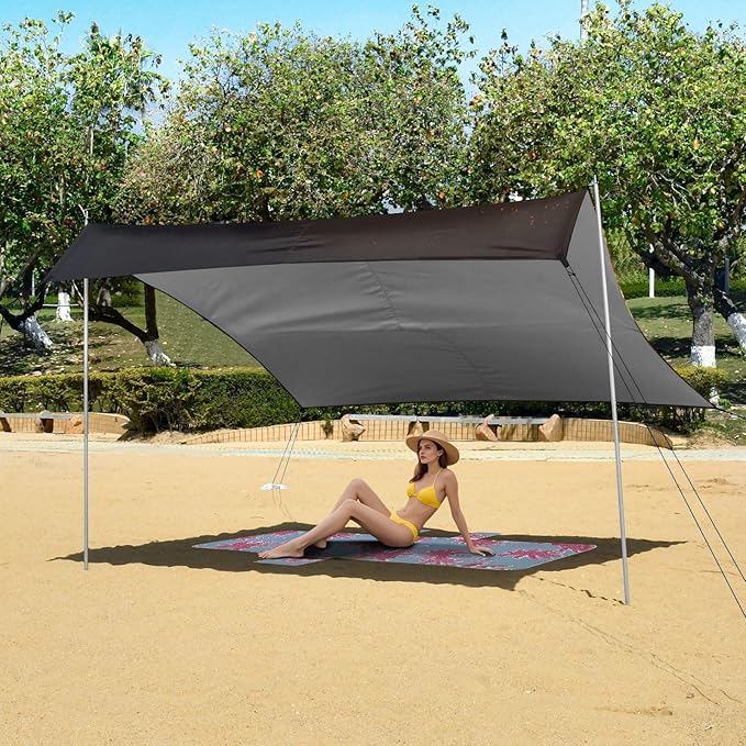 ALAZA Firing Football Beach Tent Sun Shelter UPF50+ Protection Beach Shade Canopy w/ 4 Sandbags for Outdoor Camping Fishing Backyard Fun Picnic 10x9 ft
