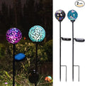 VCUTEKA Solar Garden Decorative Lights Outdoor Mosaic Solar Light Waterproof LED Pathway Stake Light for Landscape Patio Yard Deck Walkway Decoration 2 Pack （Blue&ampPurple）