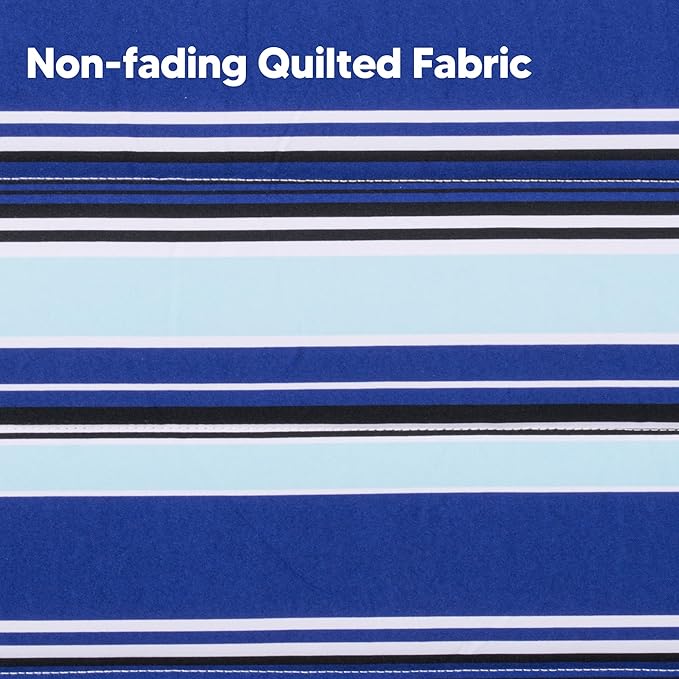 SUNCREAT Hammocks Quilted Fabric Hammock Double Hammock with Spreader Bar Soft Pillow Max 475lbs Capacity Blue Stripes