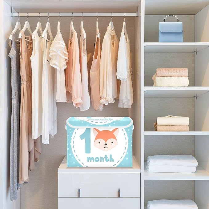 1_month Storage Container with Lid Foldable Organization Storage Storage Bins for Clothes for Home Studyroom Dormroom