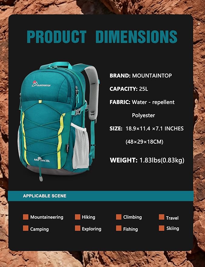 MOUNTAINTOP 25L Hiking BackpackLightweight Travel Backpack for Men Women Outdoor Backpacking Camping