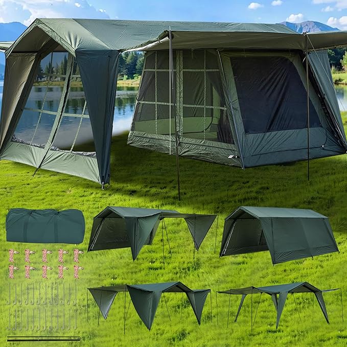 DanCoom 16.4x11.5 Ft Screen House Tent Large Gazebo Screen Tent Mesh Canopy Shelter with Waterproof &amp Sunshade Roof Easy Setup for Camping Backyard Beach