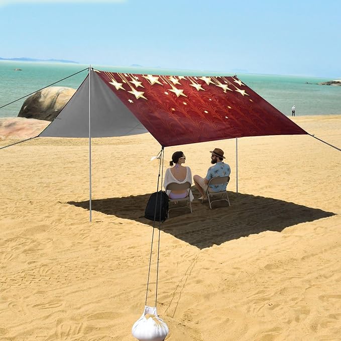 ALAZA Little Star Christmas Ball Beach Tent Sun Shelter Portable Canopy Sunshade for Outdoor Camping Picnics Backyard Fun 10x9 ft