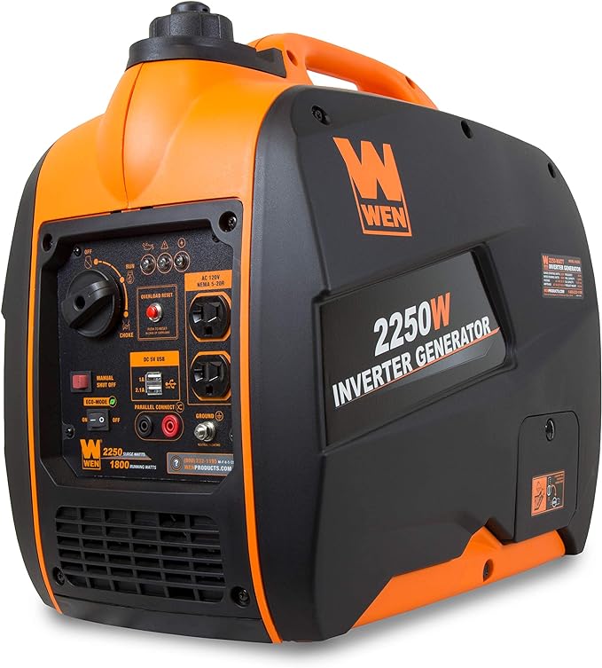 WEN 56225i 2250-Watt Gas Powered Portable Inverter Generator with Fuel Shut-Off CARB Compliant  Black