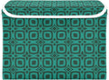 Teal Geometric Pattern Lidded Storage Bins with Handles - 16.5x12.6x11.8 Foldable Organizing Box Oxford Fabric &amp Honeycomb Board Dust-Proof Flip Lid for Closet/Office